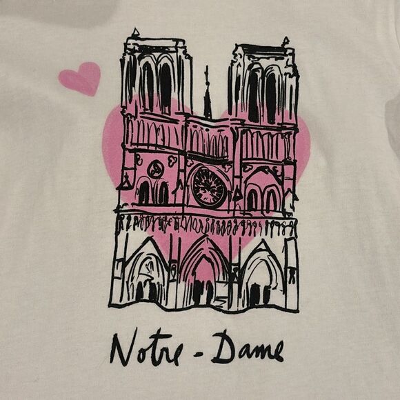 Anthropologie XS Notre Dame cathedral t shirt with heart NWT - Picture 3 of 4